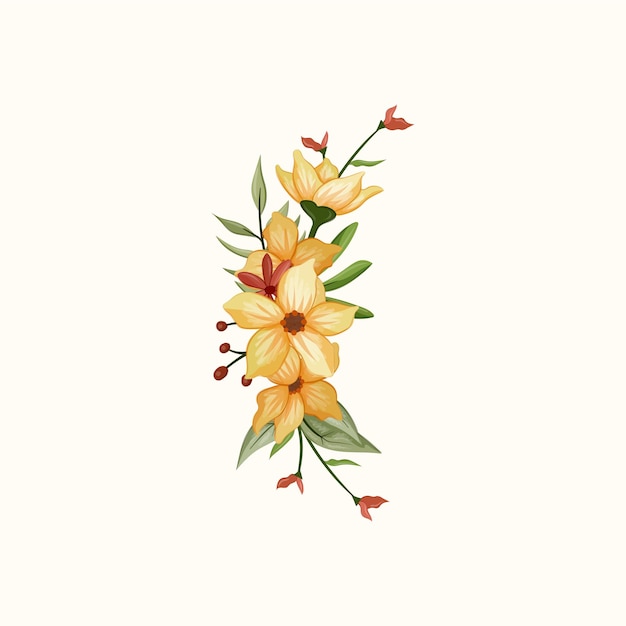 Vector floral bouquet with watercolor