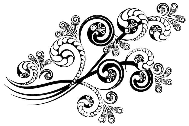 Floral branchy ornament with a beautiful complex pattern for decorative design