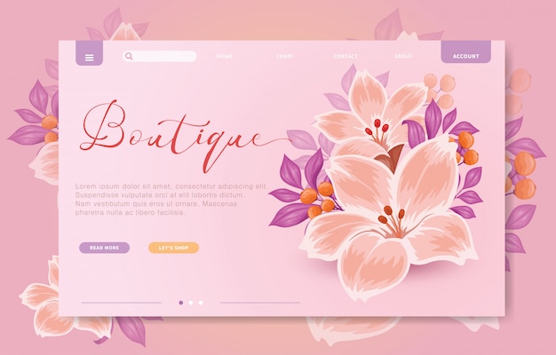 花のブランディングのウェブサイトのテンプレート
