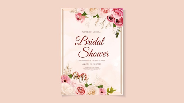 Floral Bridal Shower Template Card invitation trendy Colourful flowers