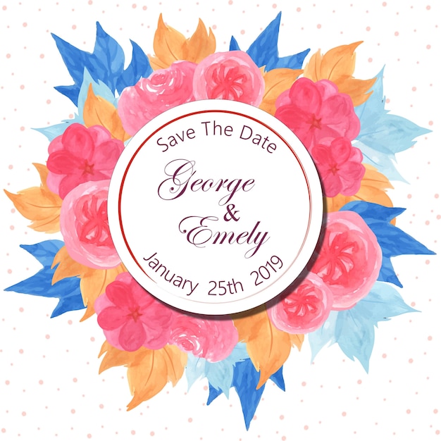 Floral bruiloft uitnodiging badge met mooie roze bloem