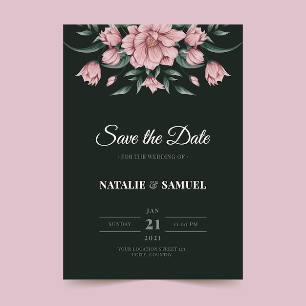 Floral bruiloft uitnodiging kaartsjabloon