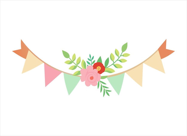 Vector floral bunting banner illustration for party decoration