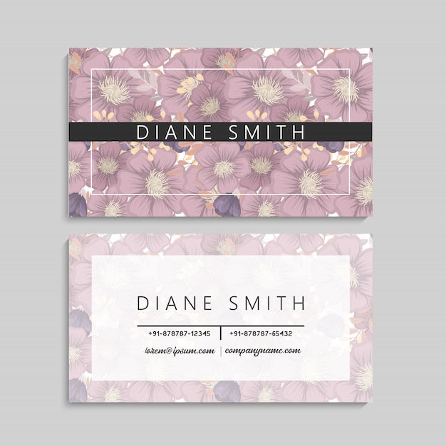 Vector floral business card template design