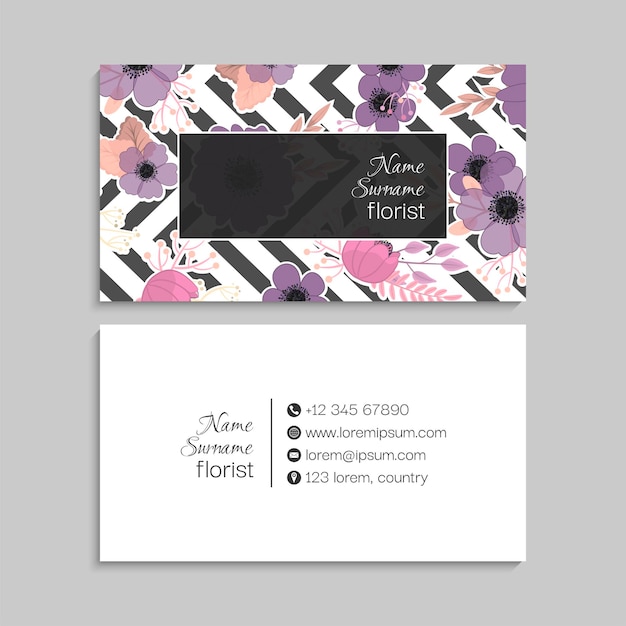 Floral business card with frame