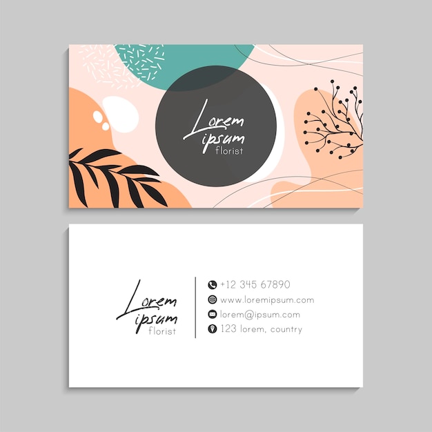 floral business card with frame