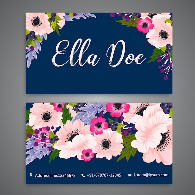 Vector floral business card