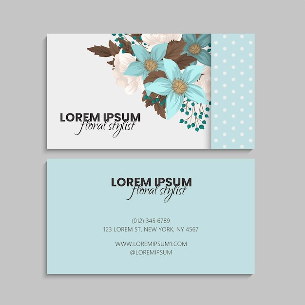 Floral business cards in mint green