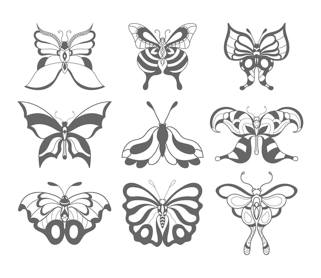 Pagina da colorare di farfalle di fiori di farfalle floreali per bambini