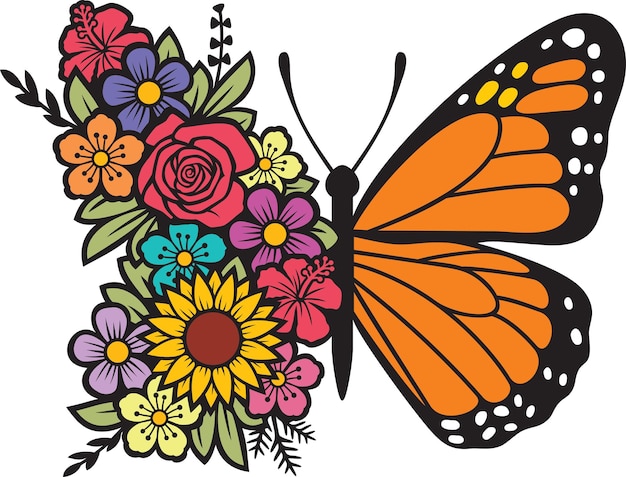 Vector floral butterfly