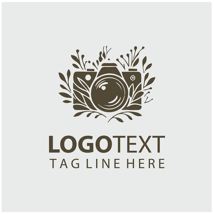 Vector floral camera logo illustrations