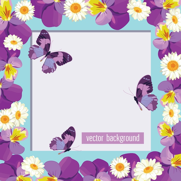 Floral card template with empty frame.