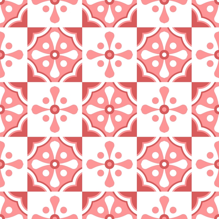 Vector floral ceramic seamless pattern