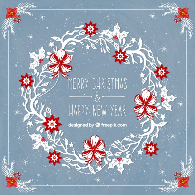 Floral christmas and new year background