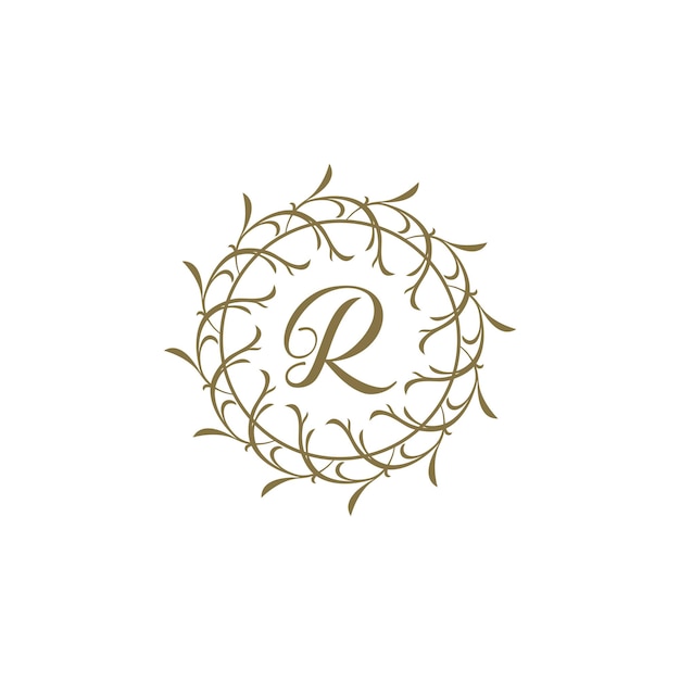 Vector floral circle elegant with initial r vector logo design