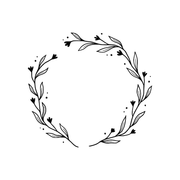 Floral circle frame elegant wreath round border