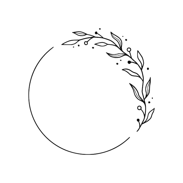 Vector floral circle frame elegant wreath round border