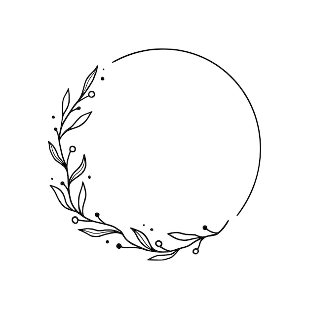 Vector floral circle frame elegant wreath round border