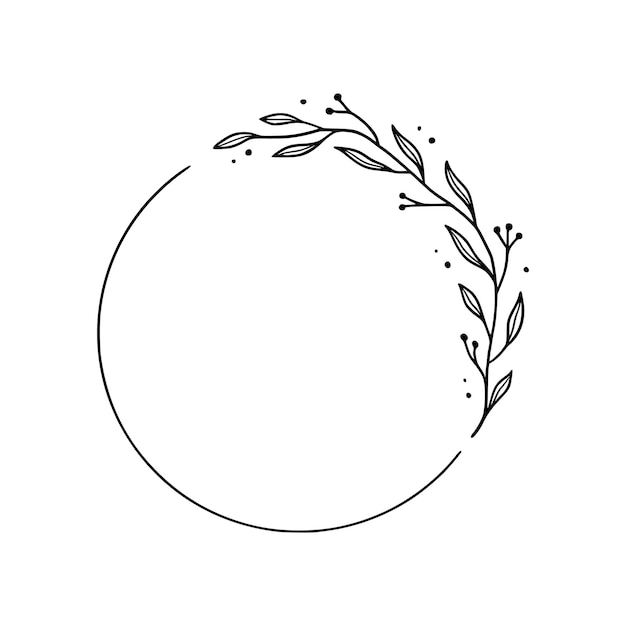 Vector floral circle frame elegant wreath round border