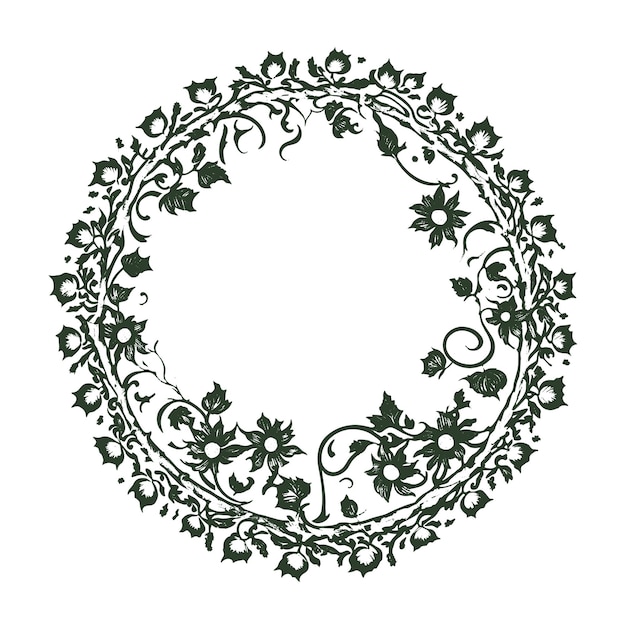 Floral circle frame flower illustration