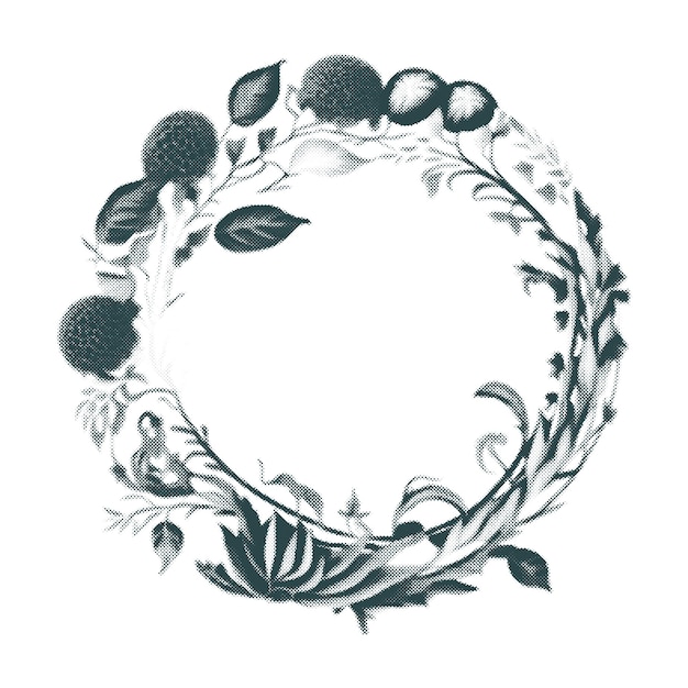 Floral circle frame flower illustration