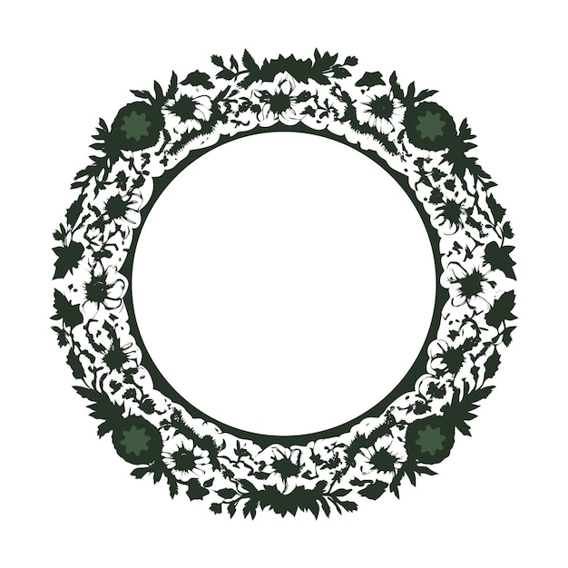 Floral circle frame flower illustration