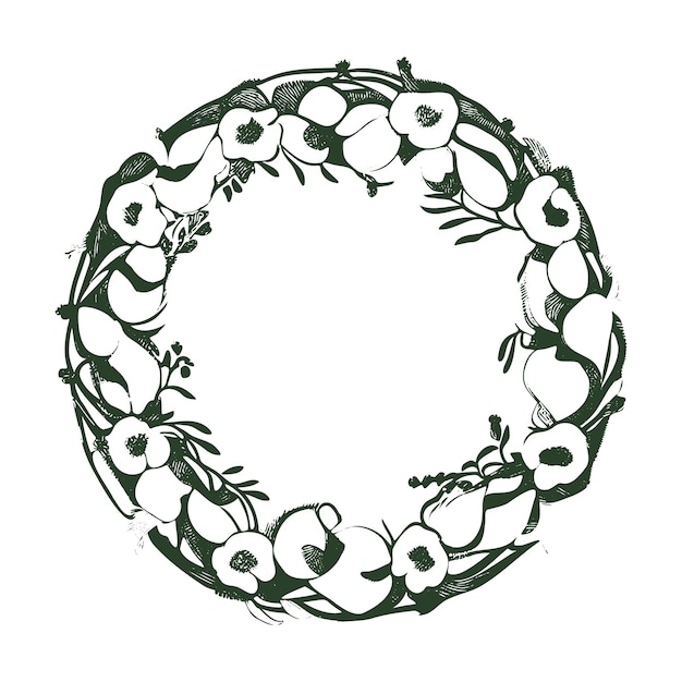 Floral circle frame flower illustration