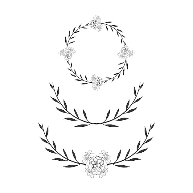 Vector floral circle frame simple wedding wreath