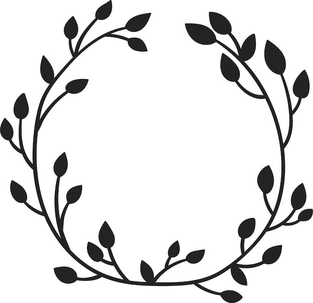 Vector floral circle frame wreath silhouette