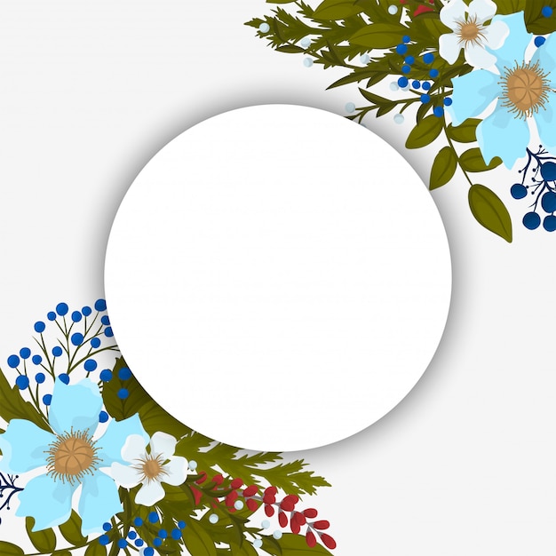 Floral circular border  red, light blue, white flowers