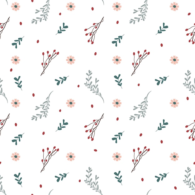 Vector floral collection seamless pattern floral decorative elements