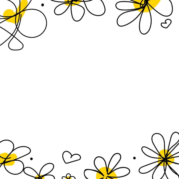 Vector floral collection with leaves flower bouquets minimalist black linear sketch on white background