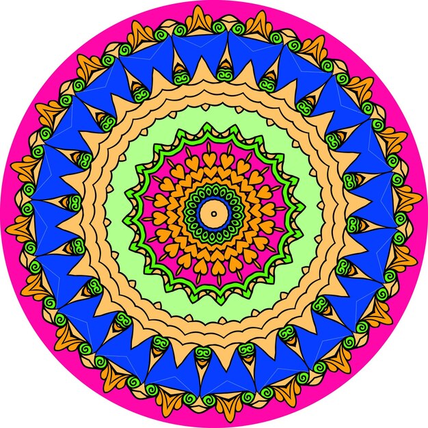 Floral colorful mandala on white background