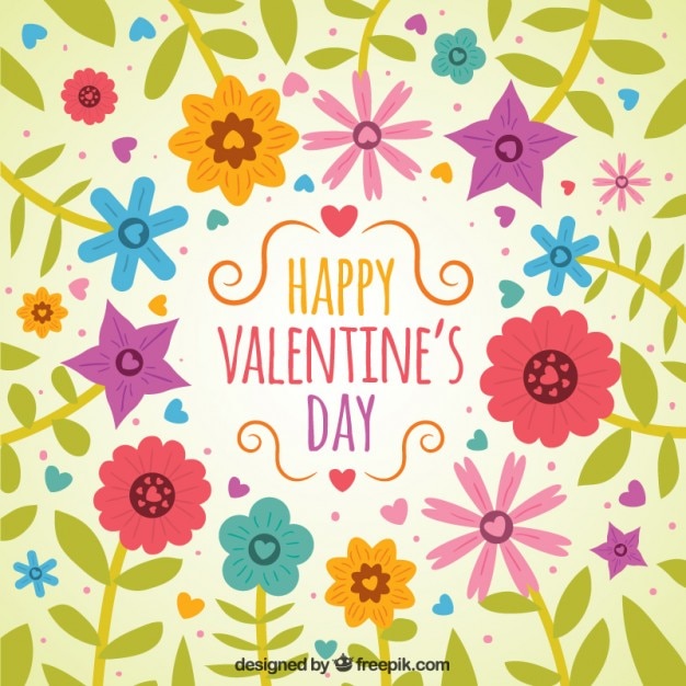 Floral colorful valentines day background