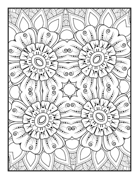 floral coloring book for adults flower mandala coloring page with hand drawn coloring pages