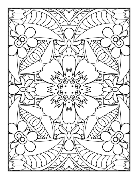 floral coloring book for adults flower mandala coloring page with hand drawn coloring pages