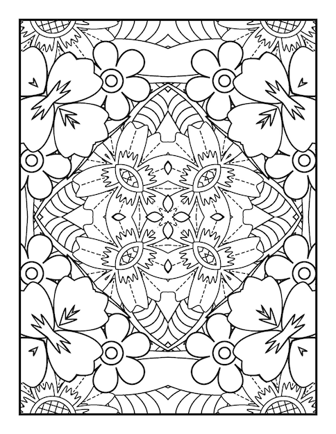 floral coloring book for adults flower mandala coloring page with hand drawn coloring pages