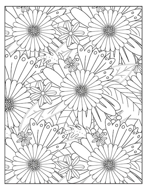 Floral coloring book kdp interior