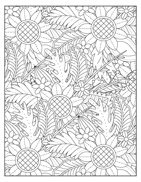 Floral coloring book KDP interior