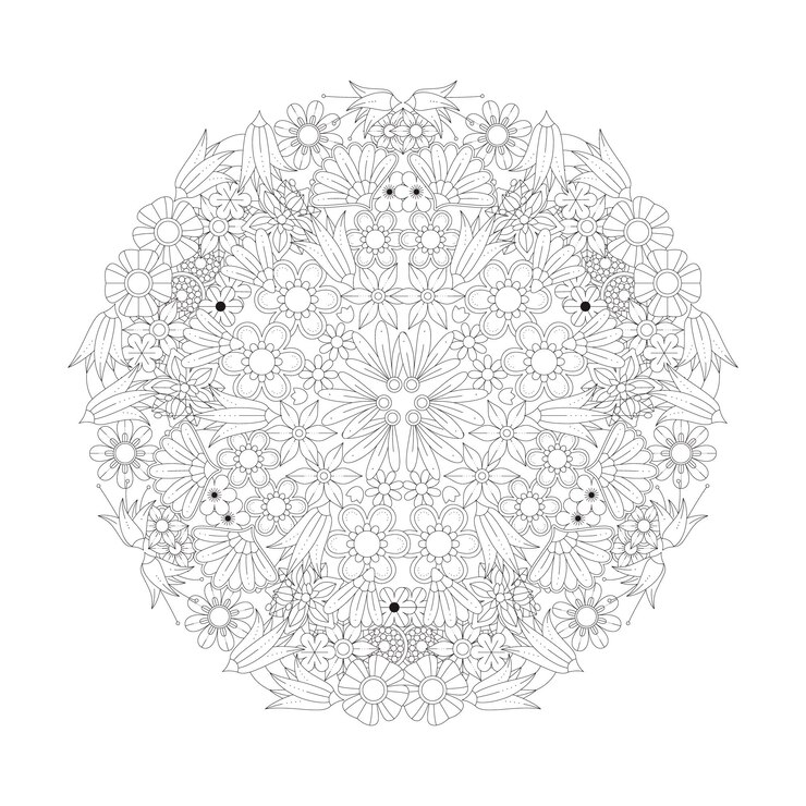 Vector 꽃 색칠하기 책 페이지 인테리어입니다. 성인 색칠 공부 페이지입니다. 흑백 색칠 페이지입니다.