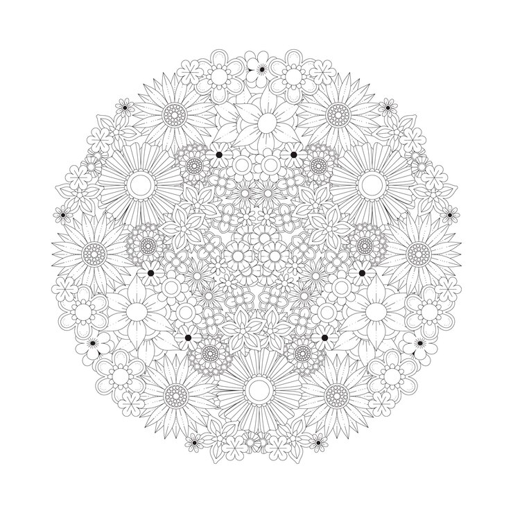 Vector 꽃 색칠하기 책 페이지 인테리어입니다. 성인 색칠 공부 페이지입니다. 흑백 색칠 페이지입니다.