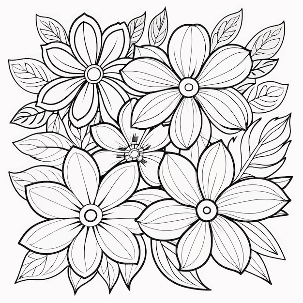 Floral coloring book pages for children and adults