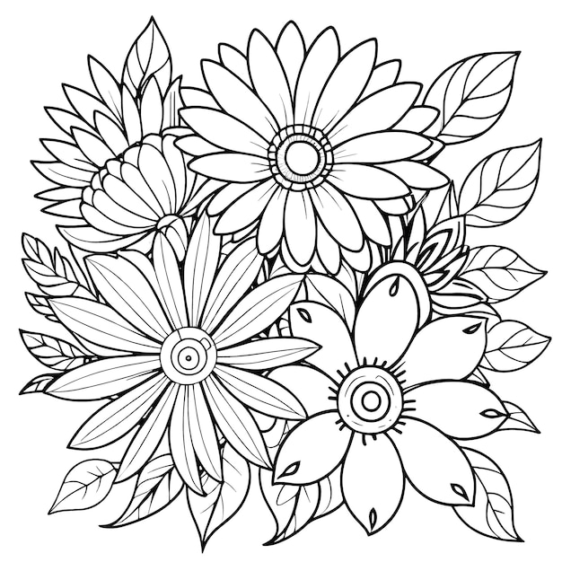 Vector floral coloring book pages for children and adults