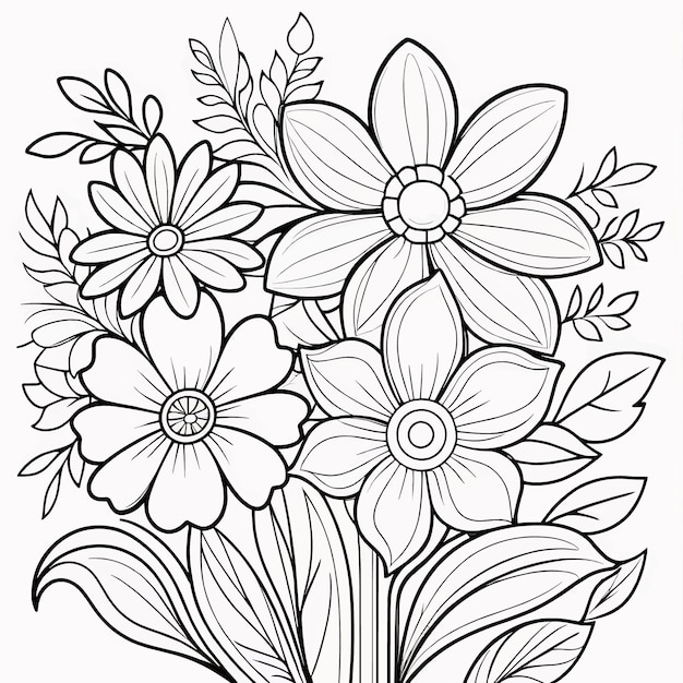 Floral coloring book pages for children and adults