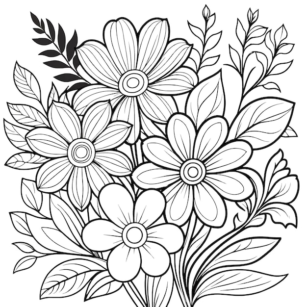 Floral coloring book pages for children and adults