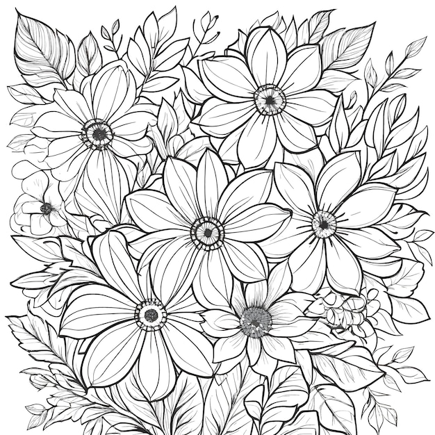 Floral coloring book pages for children and adults