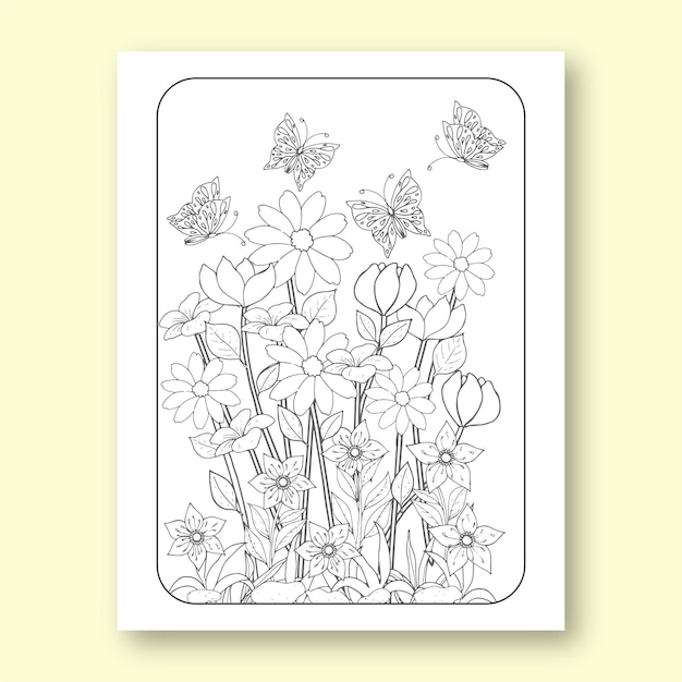 Vettore pagina da colorare floreale per adulti e bambini