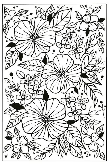 Floral coloring page for adult