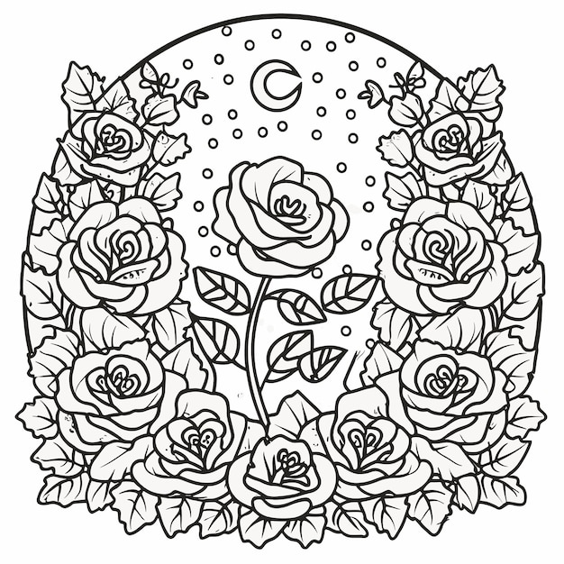 Vector floral coloring page design vector