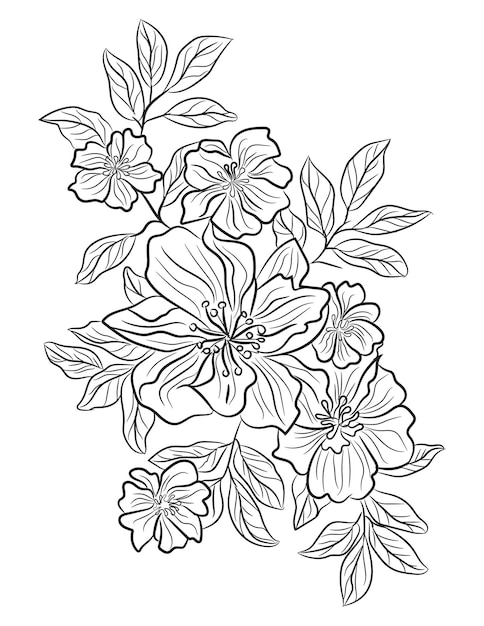 floral coloring page flower lineart